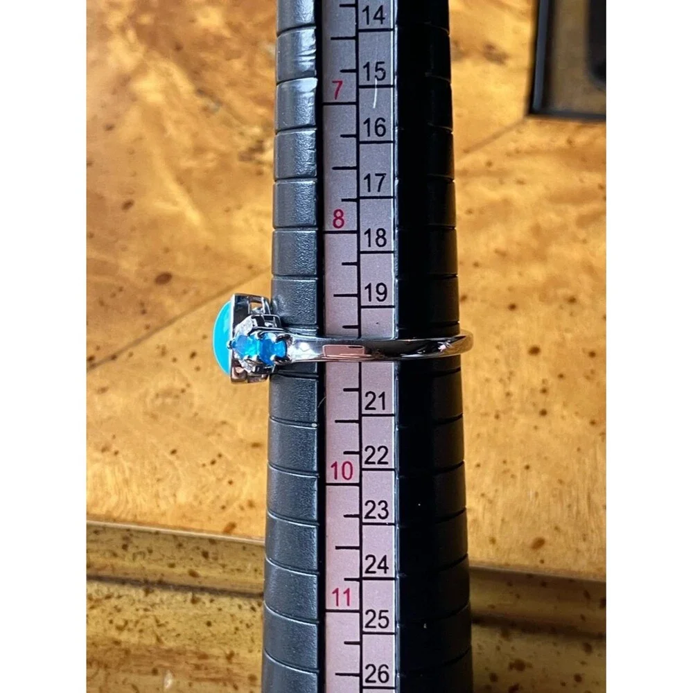 Sleeping Beauty Turquoise Blue Apatite Sterling Silver Ring Size 9